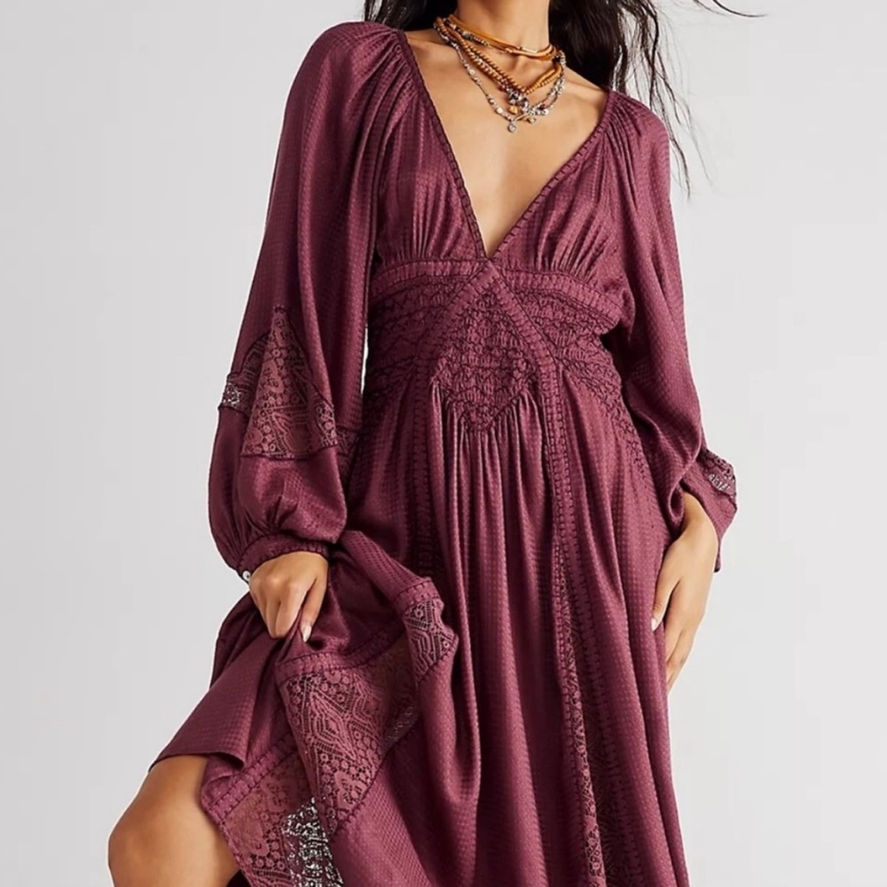 Free People Southwest Lace Maxi Dress in Plum